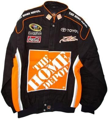 JH Designs Tony Stewart #20 Home Depot Vintage Trackside Twill Cotton Black Adult Jacket (Large)