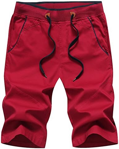 Guoji Men's Shorts Casual Slim Fit Chino Short Pants for Men (30, K66-Winered)