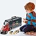 Prextex 21'' Car Carrier Toy Truck with 6 Toy Cars and Accessories - Detachable Toy Vehicle Transporter for Boys and Toddlers