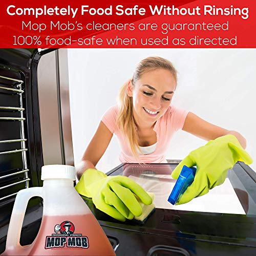 Mop Mob Pro-Grade Grill Cleaner Liquid 1 Gallon. Food-Safe Ultra-Strong Eliminates Baked-On Grease & Carbon. Use Concentrate on Ovens, Cast Iron Cooktops, Stainless Steel Flat Tops & Deep Fryers