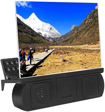 10in Mobile Phone Screen Magnifier, with Bluetooth Speaker, Phone Video Amplifier Stand for Home/Outdoor (Black)