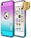 NageBee iPod Touch 7 Case, iPod Touch 5/6 Case with Tempered Glass Screen Protector, Frost Clear [Carbon Fiber] Ultra Slim Soft TPU Cover Case for iPod Touch 7th/6th/5th Generation -Purple/Blue
