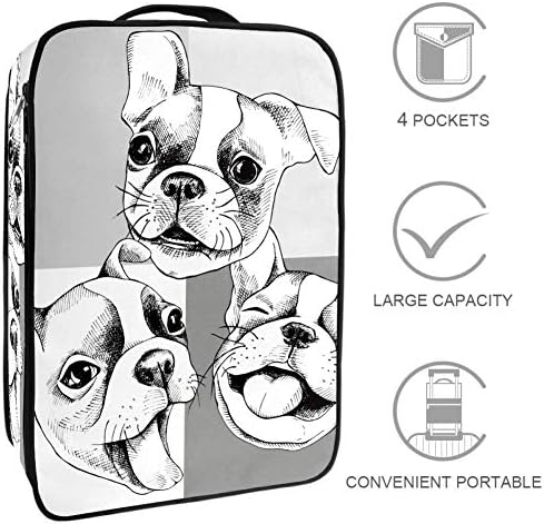Mystage シューズバッグ 靴箱 シューズケース シューズ袋 旅行収納ポーチ 二層式 靴入れ 旅行 犬の顔 超激安 出張 アウドドア 小物収納 収納ケース キュート