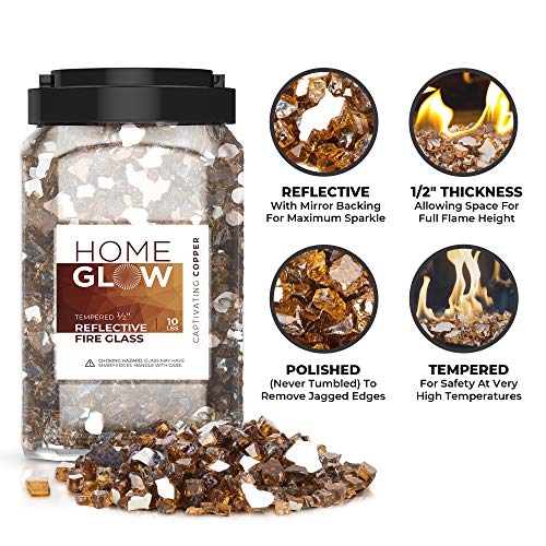 HOMEGLOW Fire Glass. Reflective Tempered Fireglass for Propane or Gas