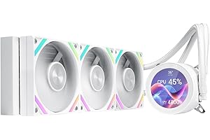 SAMA Q70 360mm AIO Liquid CPU Cooler with 2.8" IPS LCD Display, XT120 Modular LCP Fans, Magnetic Stands, Type-C Daisy Chain, 