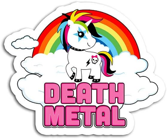 Hand Wooden Customizable Sticker Funny Heavy Death Metal Unicorn for Men Woman Kids Stickers Personalize (3 pcs/Pack)