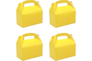 Oletx 30-Pack Yellow Party Favor Treat Boxes, Goodie Boxes, Candy Box, Gable Paper Gift Boxes with Handles Perfect for Construction Party and Chic Yellow Submarine Party Decoration Supplies