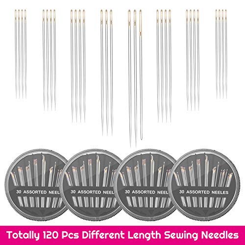 image for Cridoz 4 Pack Assorted Sizes Hand Sewing Needles with Needle Threader 