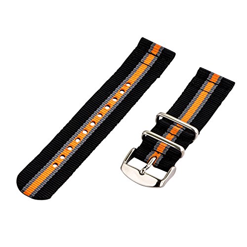 Clockwork Synergy - 24mm 2 Piece Classic NATO Nylon Orange / Grey / Black Replacement Watch Bands Clockwork Synergy - 24mm 2 Piece Classic NATO Nylon Orange / Grey / Black Replacement Watch Bands