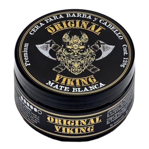 ORIGINAL VIKING | Cera MATE PREMIUM CON FÓRMULA COMPLETAMENTE NUEVA para Barba, Bigote y Cabello. Efecto Mate para un look moderno y casual, da textura a tu estilo, modelado preciso y duradero. Con Aroma Seductor, Sin sustancias dañinas, Vegano, Cruelty-Free. Atrévete y Conquístalo todo 120g