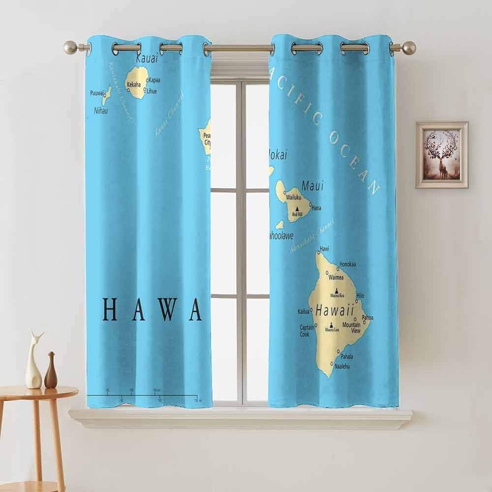 Jinguizi grommetsHawaiian Decorations Wall Curtain Map of Hawaii