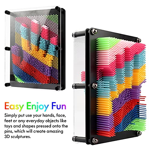 3D Pin Art Board Toy, Colourful Plasic Board Large Size(6 x 8 inches