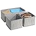 mDesign Fabric Dresser Drawer and Closet Storage Organizer Bin for Bedroom - Holds Lingerie, Bras, Socks, Leggings, Clothes, Purses, Scarves, Spira Collection, Set of 3, 4 Pack, Taupe/Natural Chevron