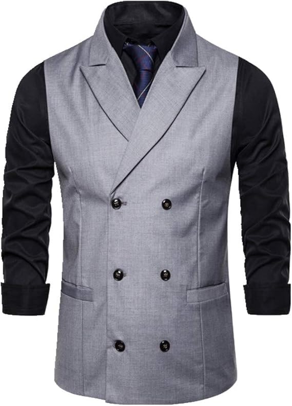 Mens Double Breasted Suit Vest Solid Color Amazon.co.uk