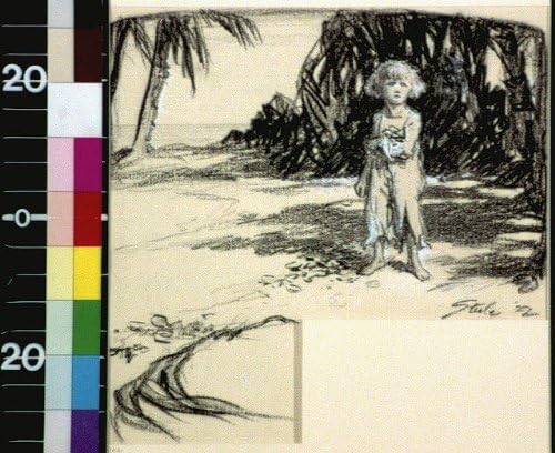 Photo: Child on beach,Frederic Dorr Steele,1922,Beach,Children,Play,Recreation