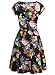 oxiuly Women's Vintage V-Neck Floral Casual Party Cocktail A-Line Dress OX233 (L, Black)