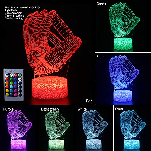 image for TYMYi Baseball Toys Night Light - 3D Baseball Night Lamp 7 Colors Opti