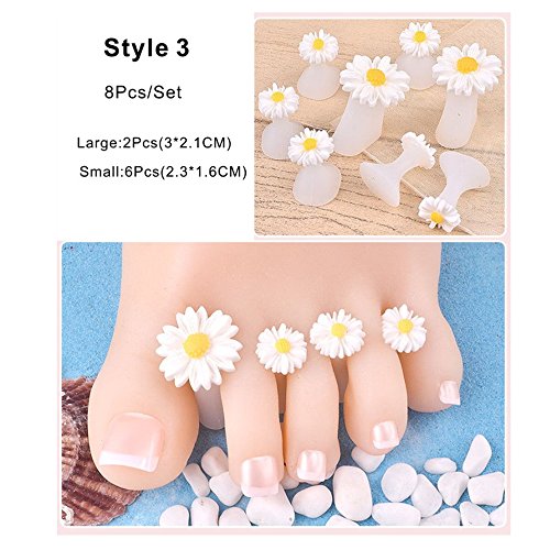 8pcs Silicone Toe Separator Daisy Flower Sunflower Waterdrop Design DIY Foots Toe Nail Art for Salon Use Finger Separator Nail Tools Feet Care Manicure Pedicure