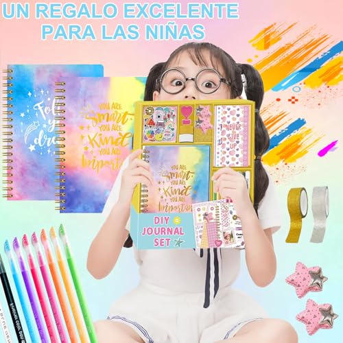 100+Piezas Diario DIY para Niñas, Libretas Bonitas para Niña,Set de Papelería para Diarios Bricolaje,Set de Manualidades Creativas y Regalo para Creatividad y Diversión