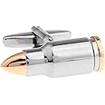 MRCUFF Bullet 2 Two Tone Shell Casing Army Police Pair Cufflinks in a Presentation Gift Box & Polishing Cloth