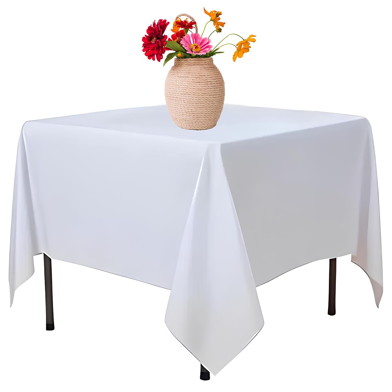 Elegant Event Essentials-Polyester Square Table Plain Cloth/Cover – For Home Décor Wedding Parties Dining Table Cafe Restaurant & Banquet- Stain & Wrinkle-Free-Washable 40 x 40 Inch White