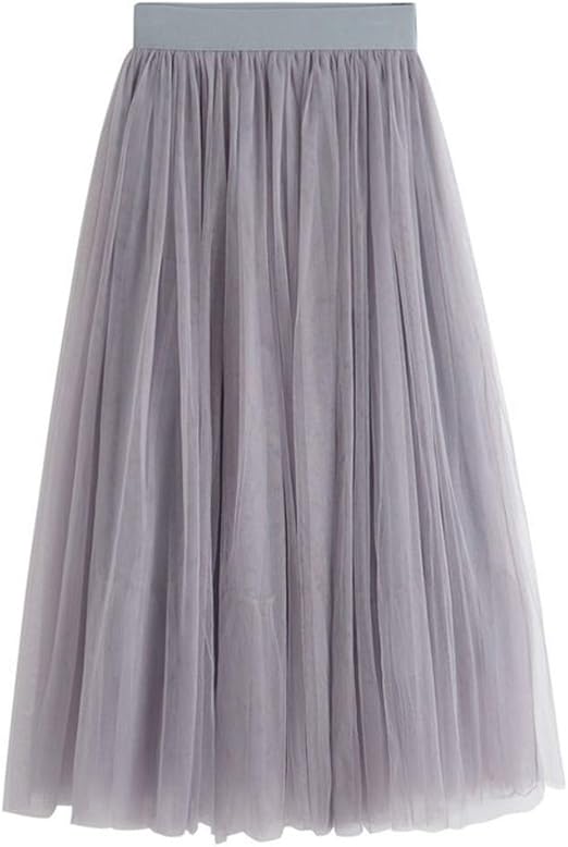 Damen Tüllrock Lang Elegant - Chiffon Plisseerock Mit Hoher Taille