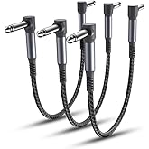 Elebase Guitar Patch Cables 6-Inch 3-Pack,6.35MM Effects Pedal Board Cord,1/4 Right-Angle Nylon Braided Instrument Audio Cabl