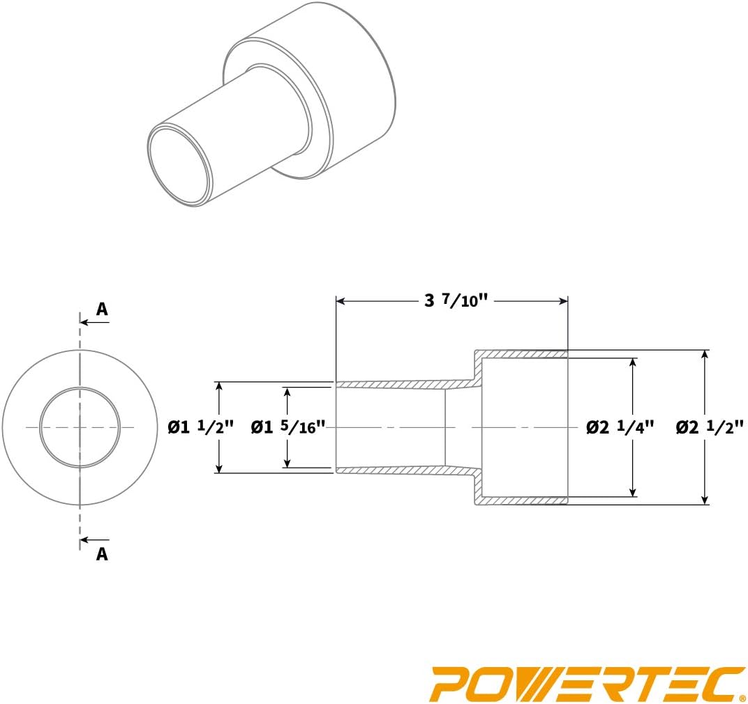POWERTEC 70138 2-1/2-Inch to 1-1/2-Inch Reducer - - 