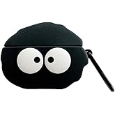 BONTOUJOUR Case for Beats Studio Buds, Big Eyes Black Fairydust Dust Elf Shape Earphone Case, Stylish Dust Ball Susuwatari Silicone Earphone Protection Skin for Beats Studio Buds+Hook