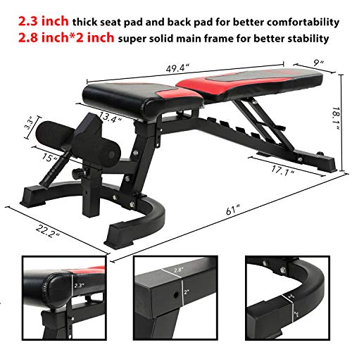 Fitness Power Rack Power Cage Home Gym Equipment Exercise Stand Olympic Squat Cage with LAT Pull Attachment, Multi-Grip Pull-up Bar and Dip Handle (Adjustable Bench 800lbs)