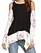 Easther Womens Floral Long Sleeve Cold Shoulder Flowy Tunics T-Shirt Blouse Tops