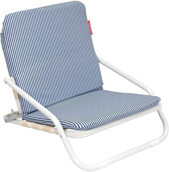 - Silla Playa Ligera - Respaldo Plegable - Asa para Transporte - Resistente al Agua - Tejido Poliéster y Aluminio - Cojín Acolchado