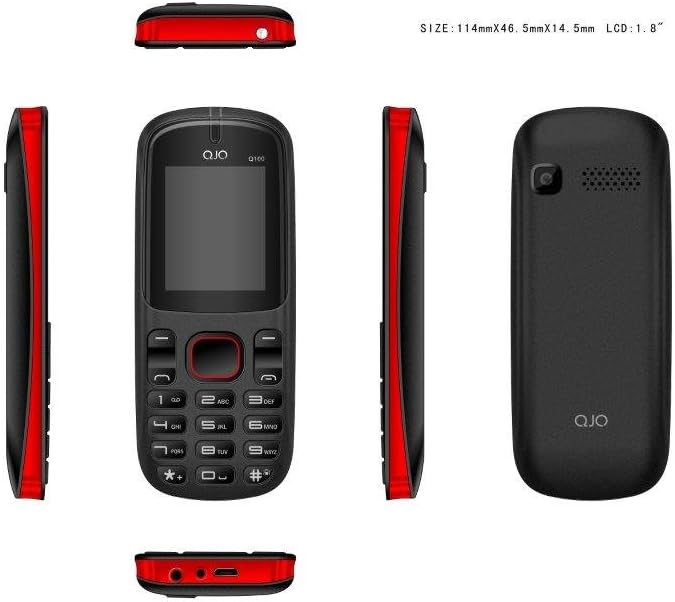QJO Q100 Cell Phone Unlocked For Domestic/International use, GSM Dual-Sim QuadBand,Bluetooth, FM Radio and Camera (BLACK) Retail Packaging