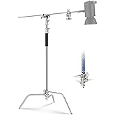 NEEWER BASICS 100% Stainless Steel Heavy Duty C Stand with Boom Arm, Max 10.5ft/320cm Photography Light Stand, 4.2ft/128cm Ho