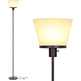 Kukobo Modern Tall Standing Lamp for Living Room and Bedroom - Brown with White Plastic Shade