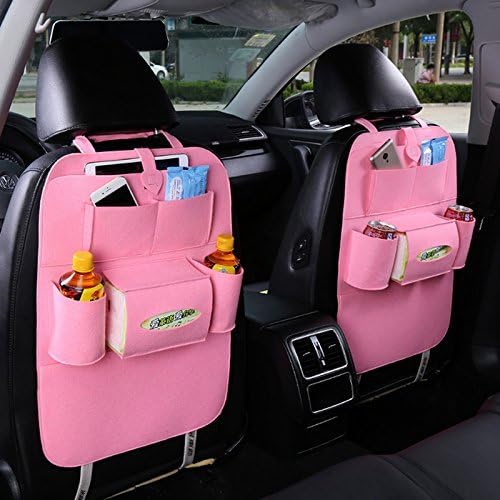Car Back Seat Organiser Multi-Pocket Travel Storag Car Seat Back Bag Car Accessories (Pink)