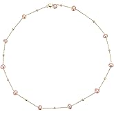 Valunia Dainty Pearl Necklace for Women, White Pink Freshwater Pearl 14K Gold Plated or Silver Chain Choker Long Necklace Everyday Jewelry Wedding Christmas Gift