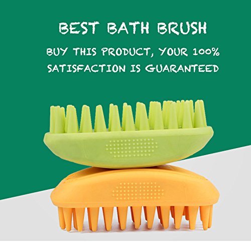 Okared Pet Shampoo Brush for Pets Dogs Cats, Anti-skid Rubber Dog Cat Pet Grooming Shower Bath Brush Massage Comb (Orange)