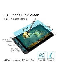 Huion KAMVAS Pro 13 GT 133   Lápiz capacitivo con función de inclinación para monitor de dibujo (13,3")