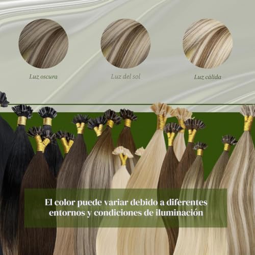 RUNATURE Hair Extensions Keratin Natural Hair Balayage Brown Blonde 40 cm 50 Stands 50 g #3/8/22