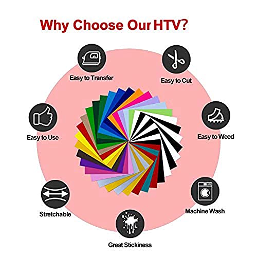 Puiasest Plotterfolie Textil,Plotter Vinylfolie Selbstklebend Pastell,Plotterfolie Selbstklebend, 25 Pack Flexfolie für Aufbügeln von T-Shirts Anderen Stoffen Stoffe (20 Farben, 30.5x25.4cm)