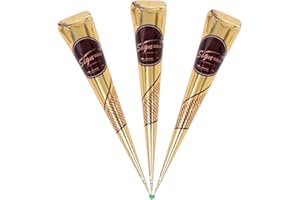 HIREDIT 100% Natural Ready to Use Henna Paste Hair Color Hair Dye Cones (Reddish Brown, Pack of 3)