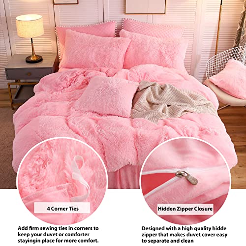 LIFEREVO Luxury Plush Shaggy Duvet Cover Set, Ultra Soft Velvet Fluffy