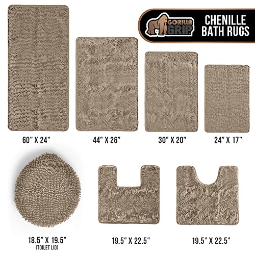 Gorilla Grip Original Shaggy Chenille 2 Piece Bath Rug Set, 19x19 Square UShape Contour Toilet