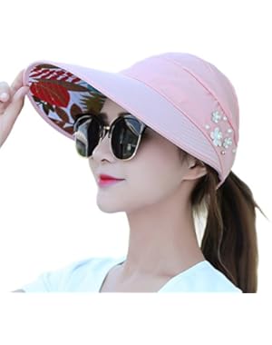 Women's Summer Travel Anti-UV Folding Sunscreen Hat Sun Hat Beach Hat With Windproof Rope