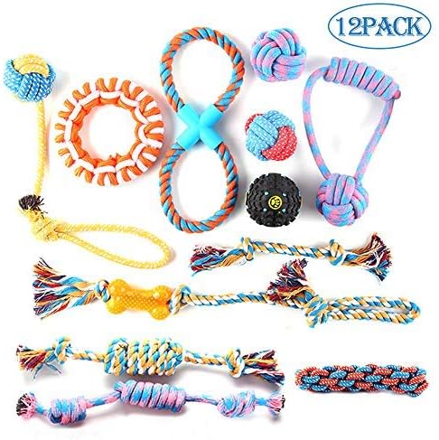 PetBemo Chewers Play Dog Rope Toy for Medium Dogs & Puppy, Teething, Tug War - Tough Dog Toys Set 12-Piece Assortment
