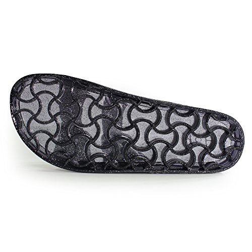 H2K Jelly Slippers for Women, JellyK' Women's Shiny Glitter Casual
