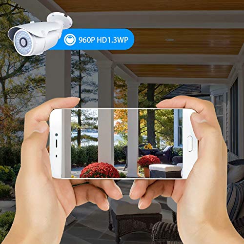 JOOAN 4CH 1.3MP NVR Kit 960P POE Camera System HD Security IP Camera System CCTV Monitor System Complete Surveillance Network Camera System Home Video Camera System