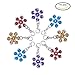10pcs Mixed Christmas Snowflake Zinc Alloy Enamel Pendants with Brass Lobster Claw Clasps, 37mm, Hole: 3mm