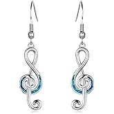 CiNily Opal Dangle Drop Earrings for Women Girls 18K White Gold Plated Note/Bar/Cat Gemstone Earrings Jewelry Gift